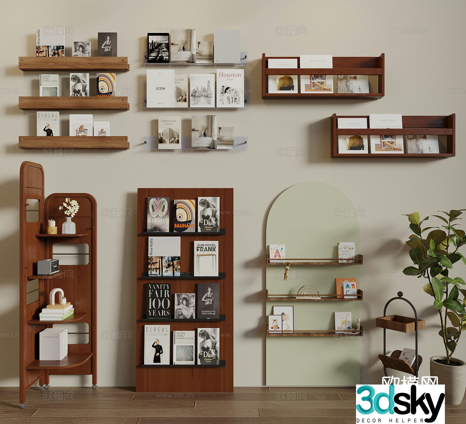Magazine shelf Bookshelf Decorative shelf Book magazine Display shelf Wall-mounted bookshelf 3D model