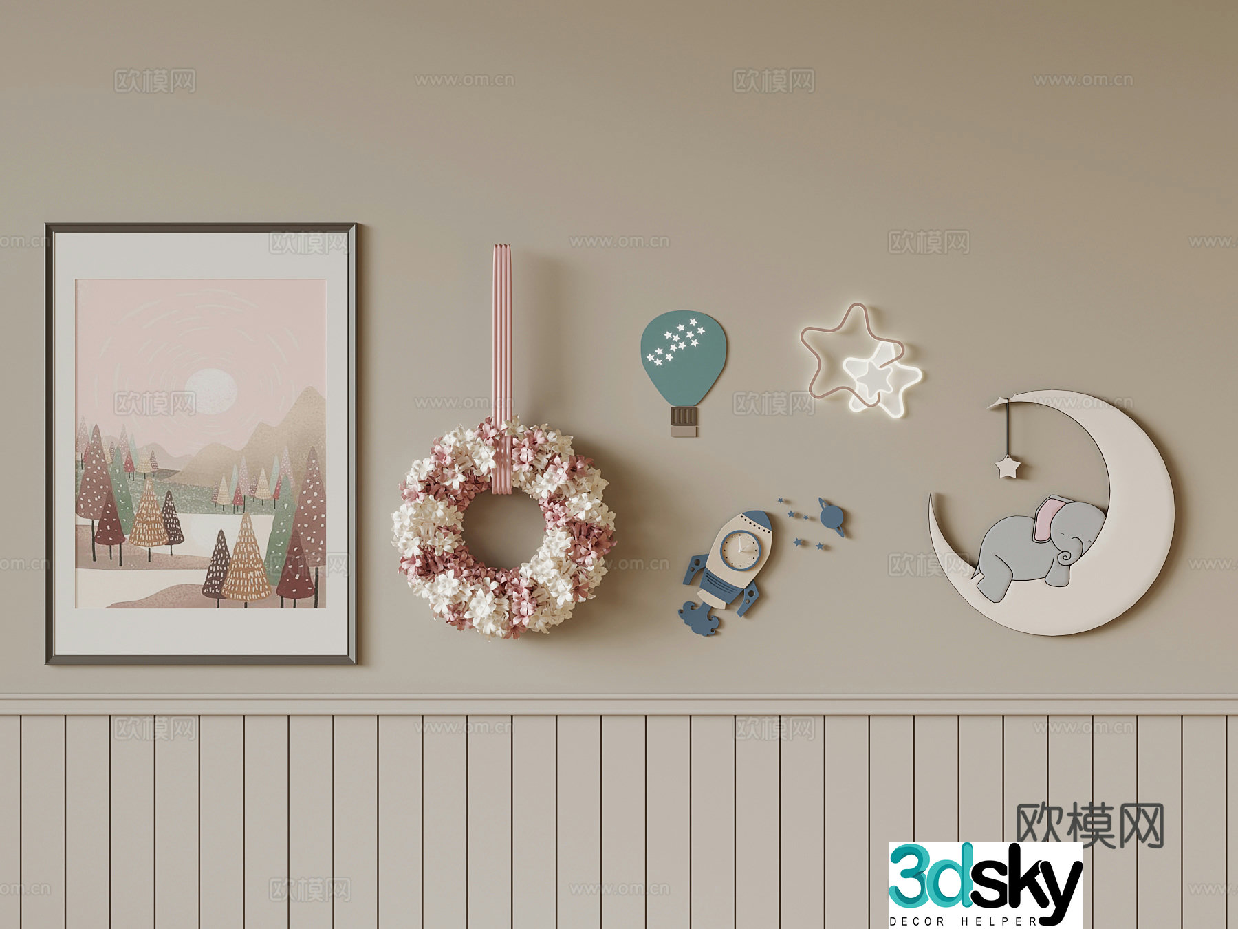 Modern pendant children’s wall decoration cartoon 3d model