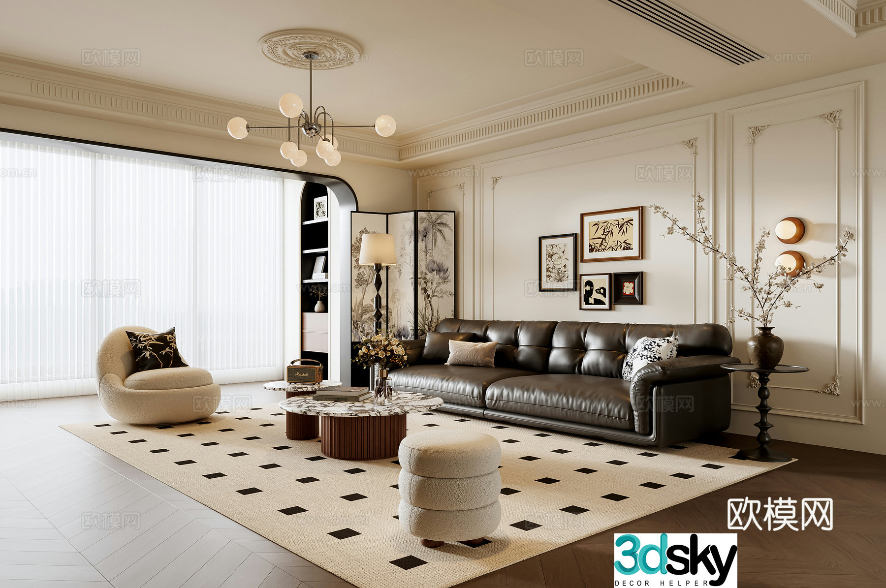 French living room 3d model