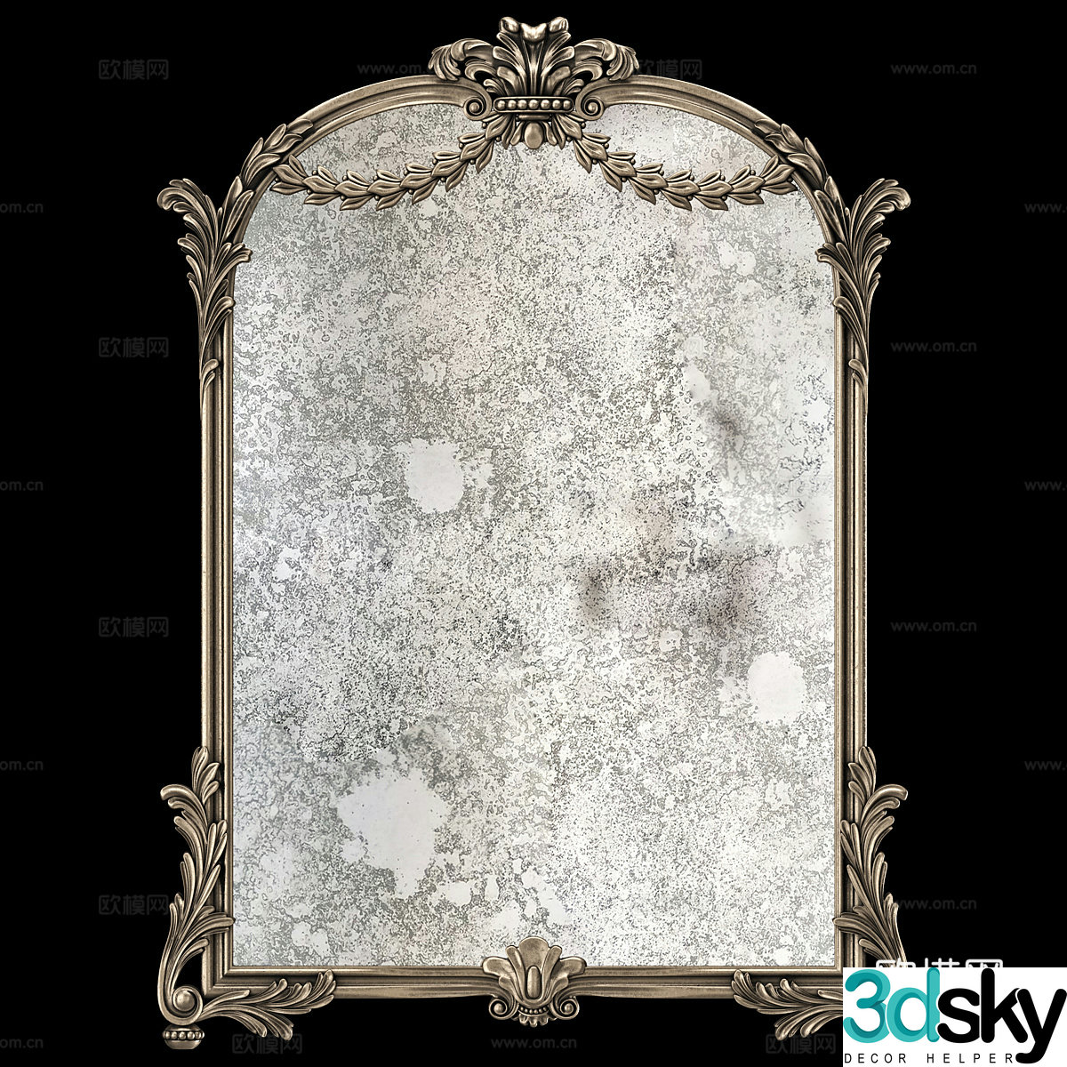 French Louis XV framed mirror 3d model