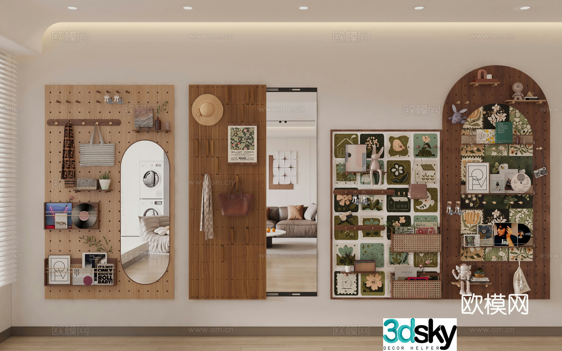 Middle-aged hole board pendant wall hole board shelf porch contact lens log piano key 3D model