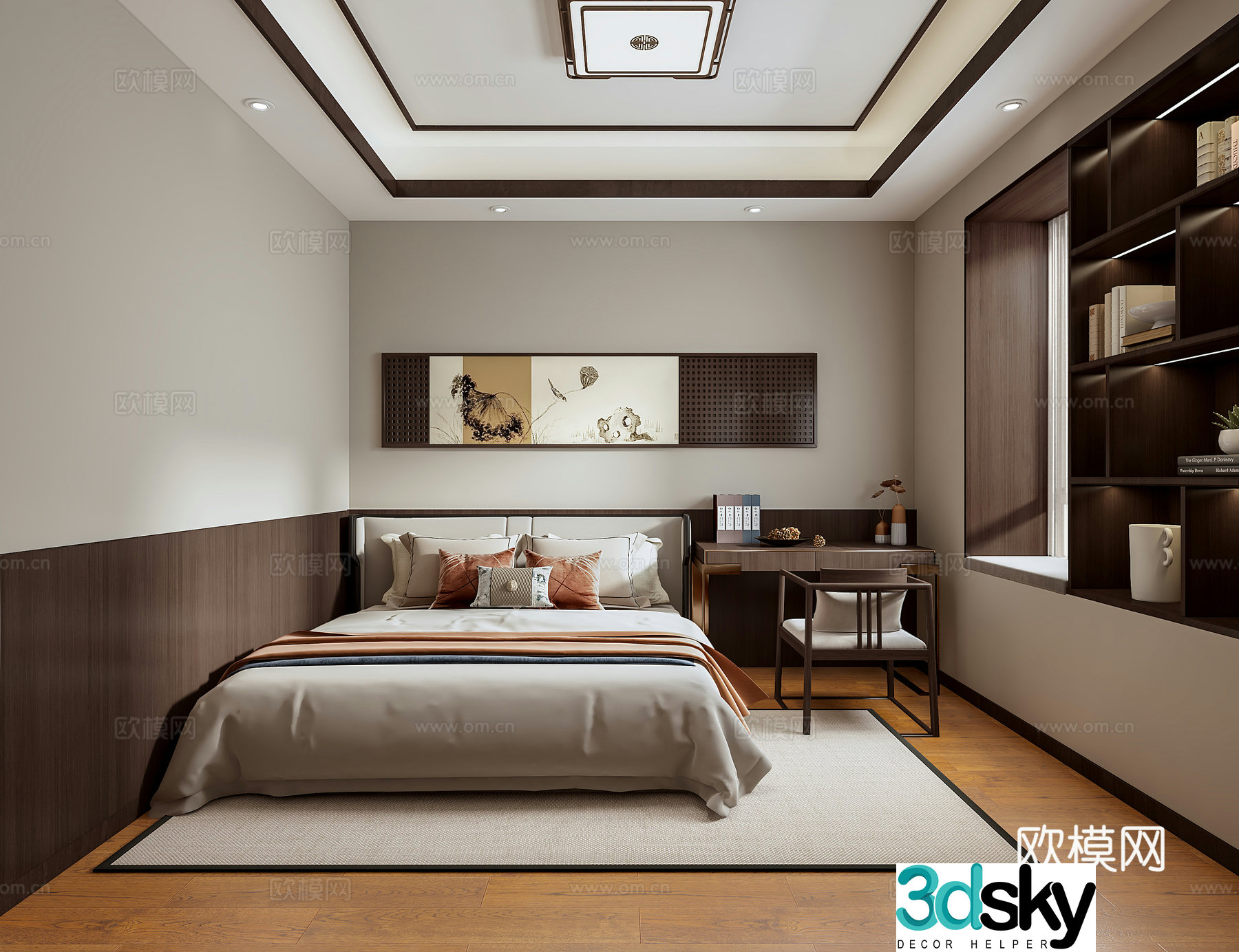 New Chinese bedroom 3D model
