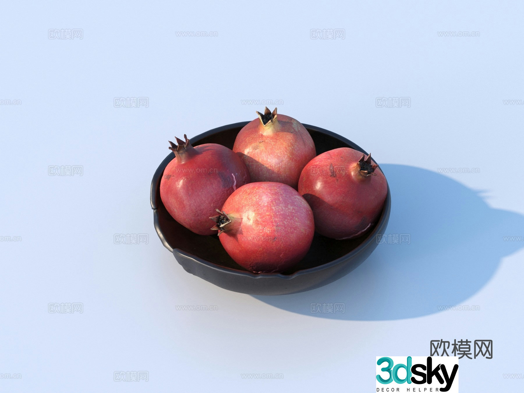 Pomegranate Fruit Fruit Dish 3D Model