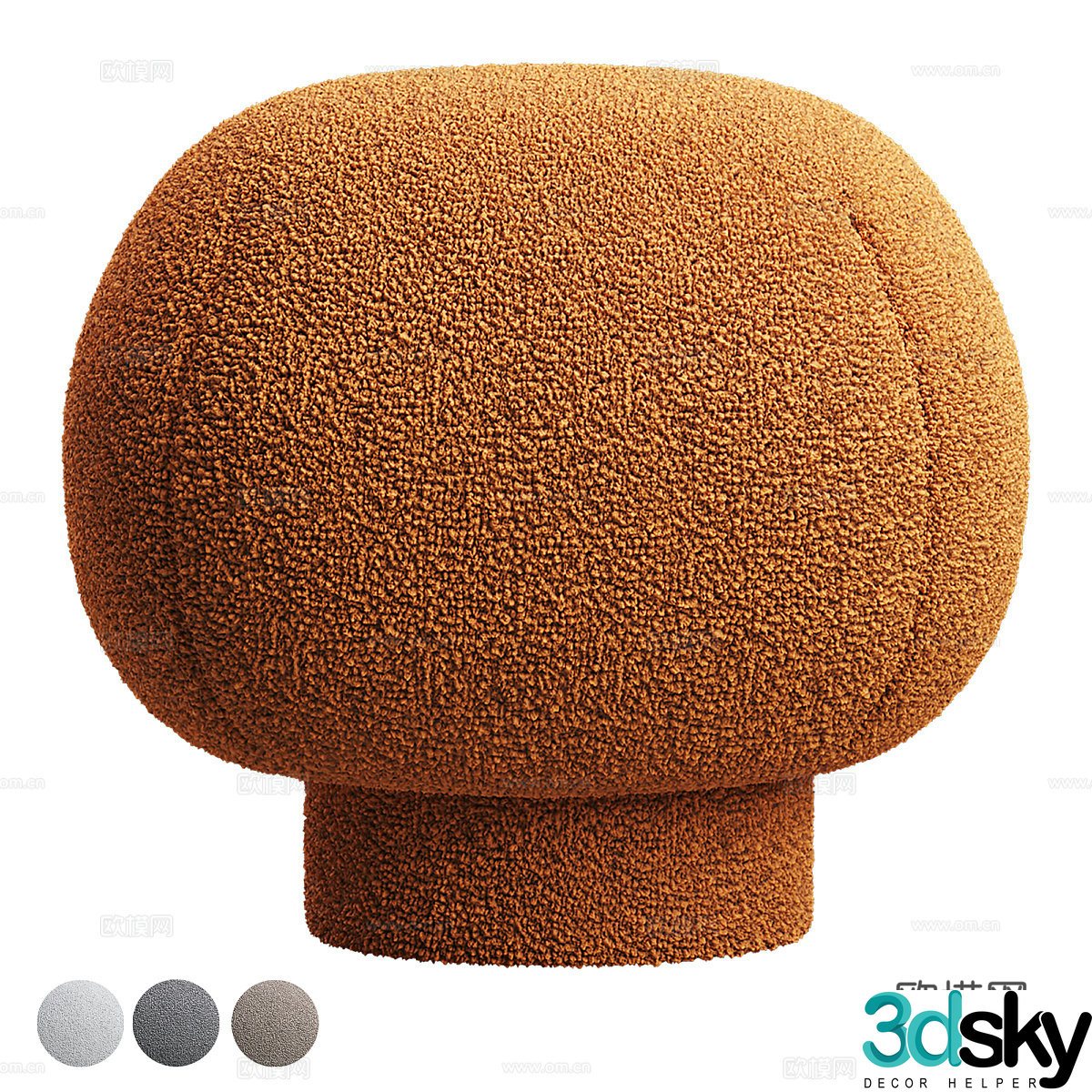 Modern cream style fabric round stool 3d model