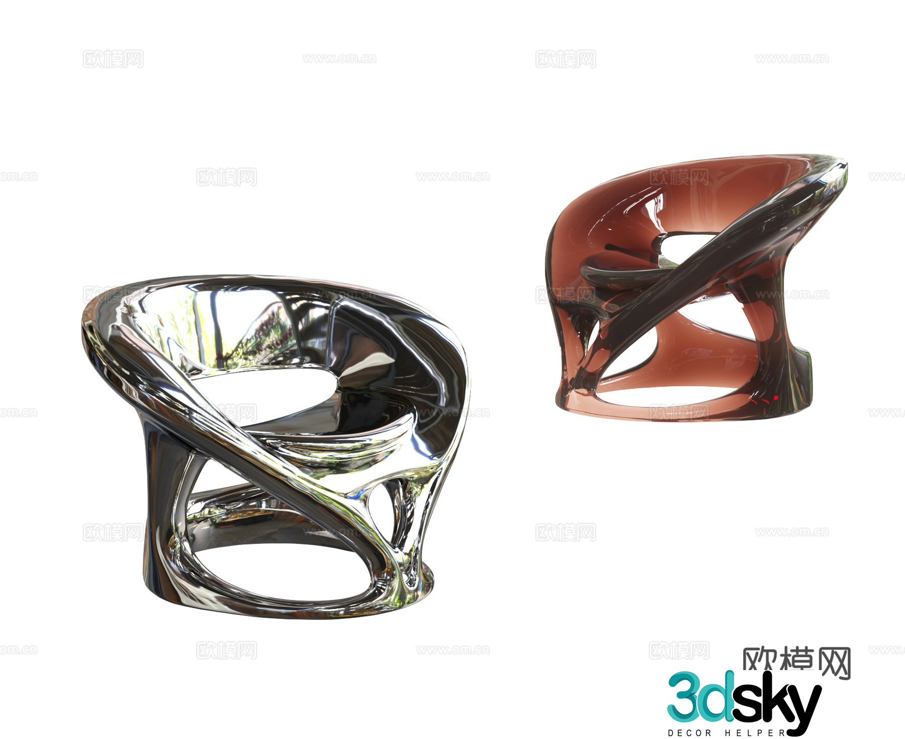 Modern special-shaped single chair 3d model