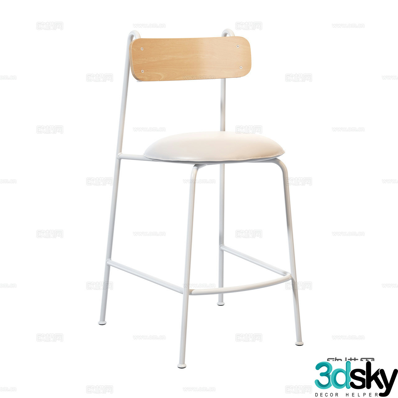 Lena Nordic bar chair Minimalist bar chair Modern bar chair Leather bar chair Metal bar chair 3d model