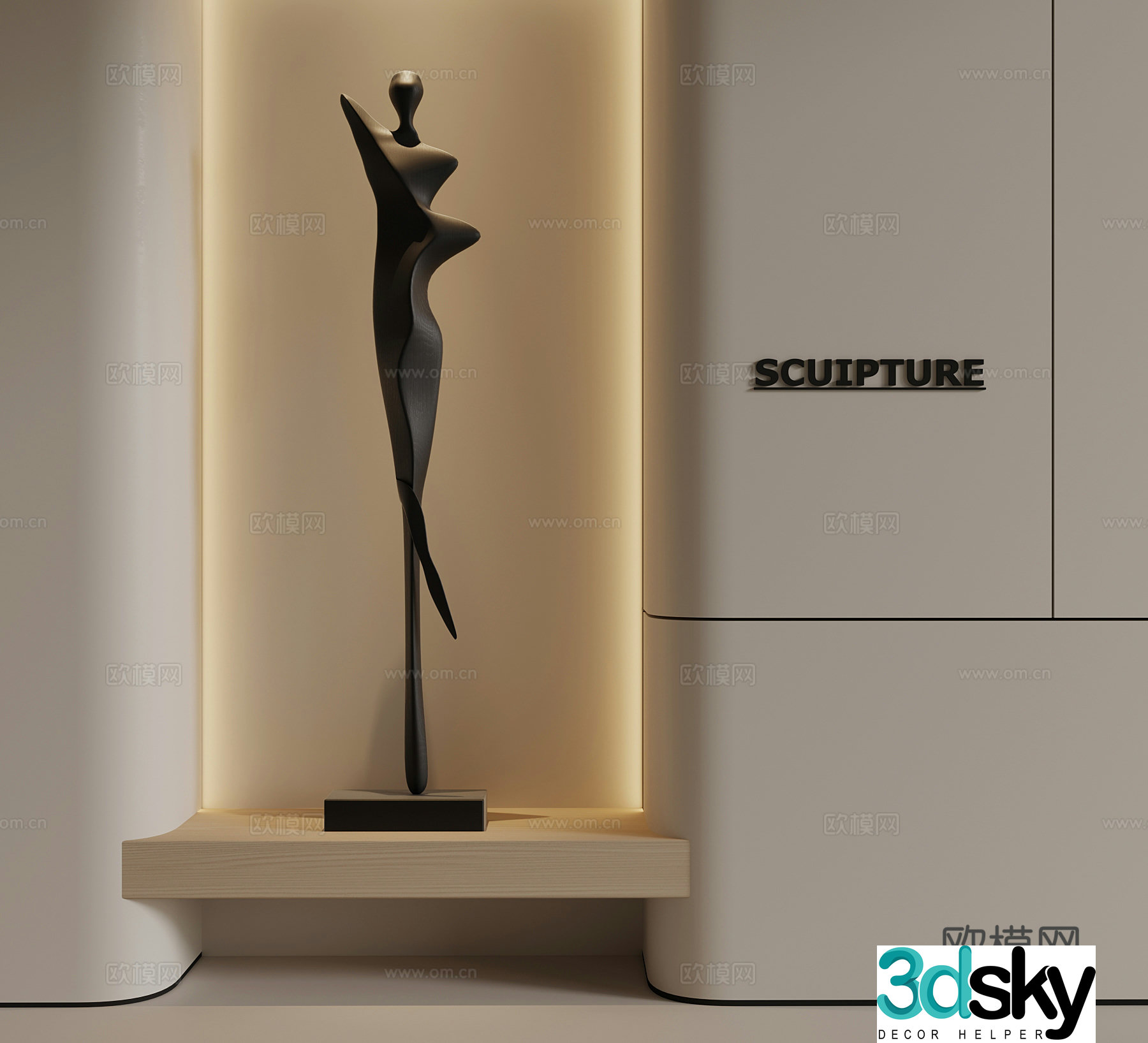 Modern humanoid sculpture Art sculpture 3d model