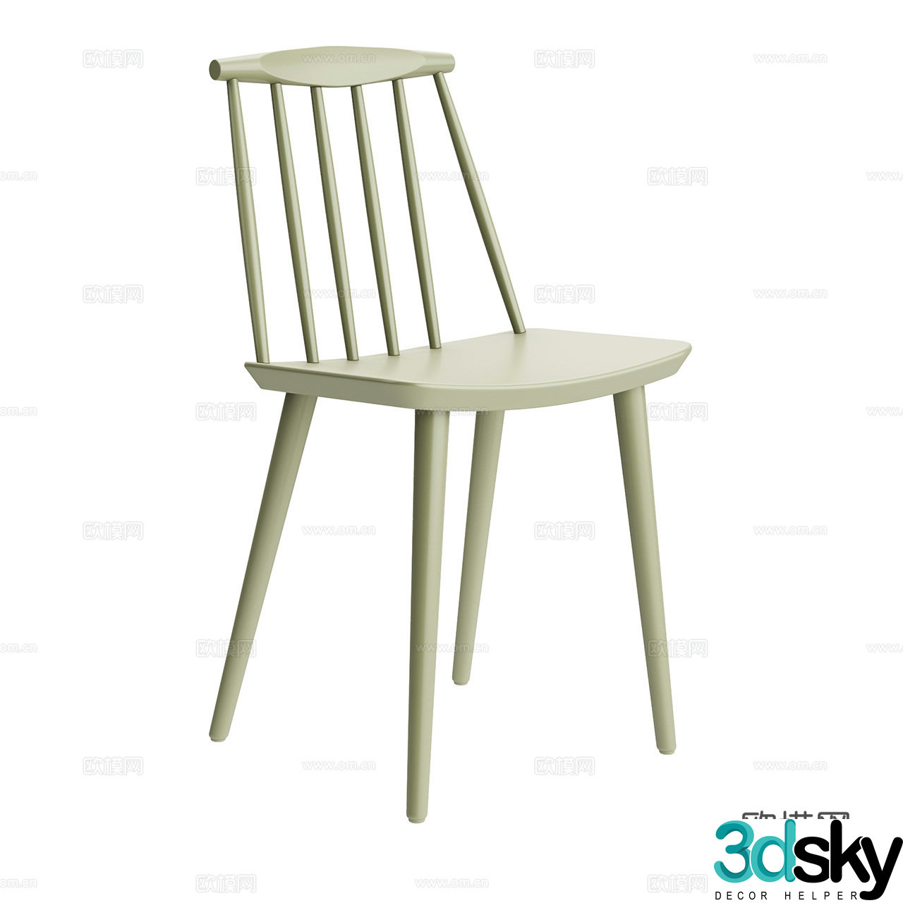 Hay J77 Classic Single Chair Nordic Dining Chair Dining Chair Plastic Chair Oak Chair 3D Model