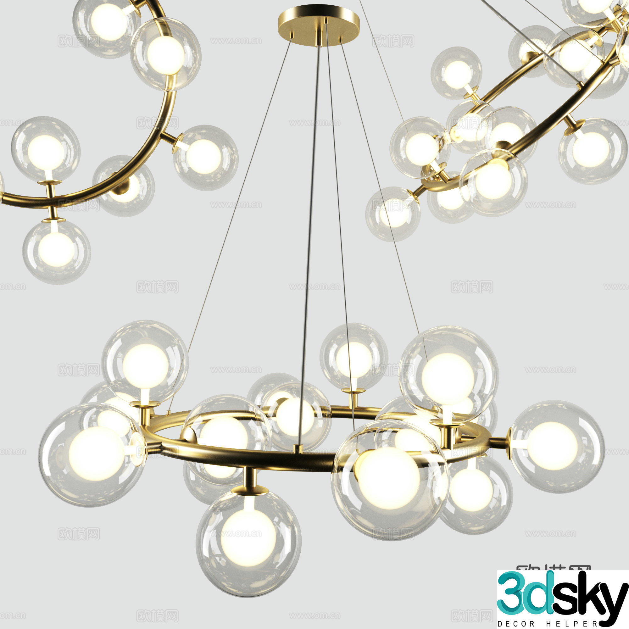 Modern light luxury decorative chandeliers 3d model