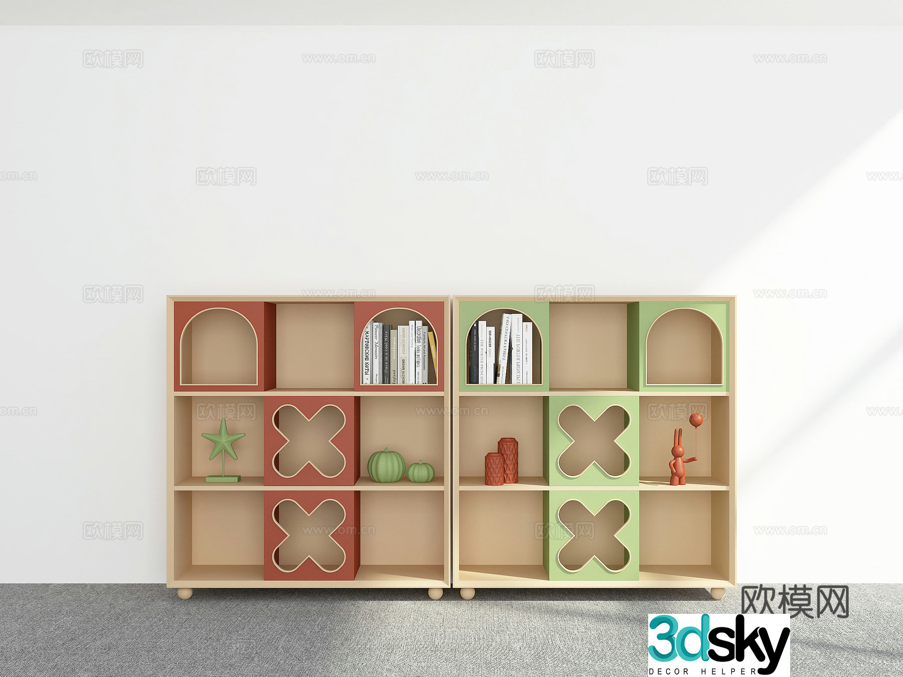 Modern children’s bookcase 3d model