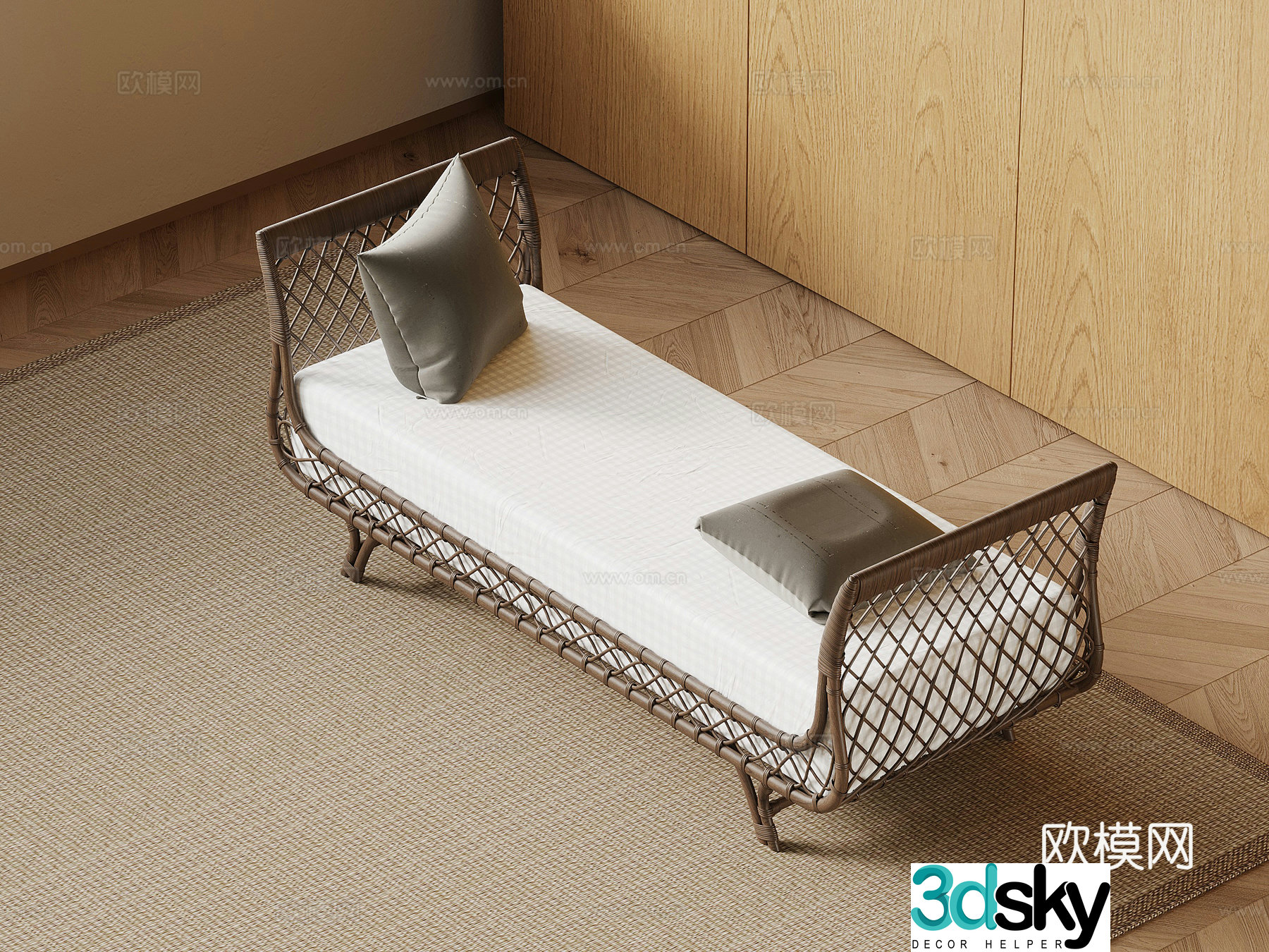 Bed tail stool Jijifeng bed tail stool sofa stool bench 3d model