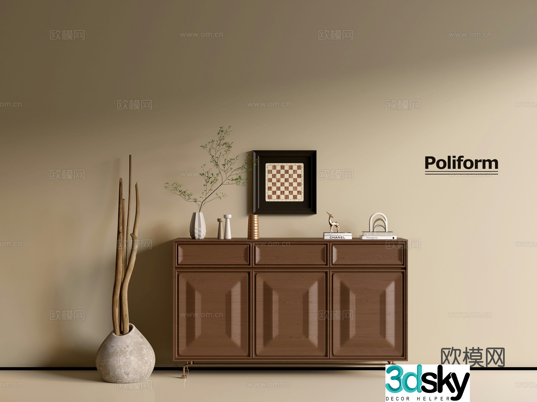 Modern wood grain cabinet ins wind minimalist wind cabinet whole cabinet sideboard balcony cabinet storage 3D model