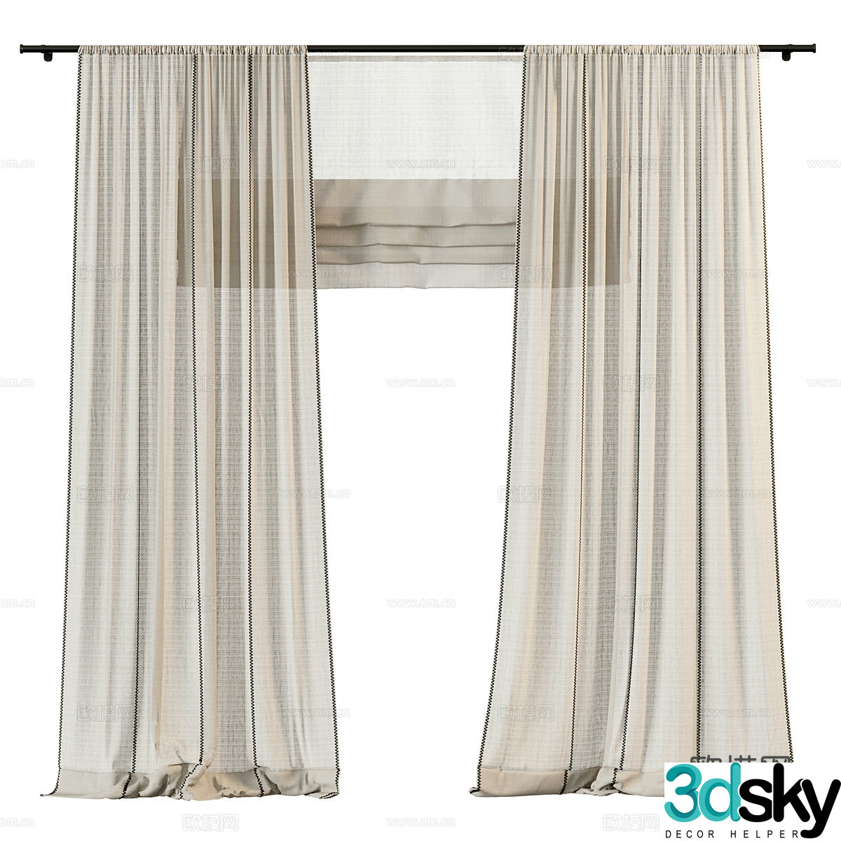 New Chinese children’s fabric curtain 3D model