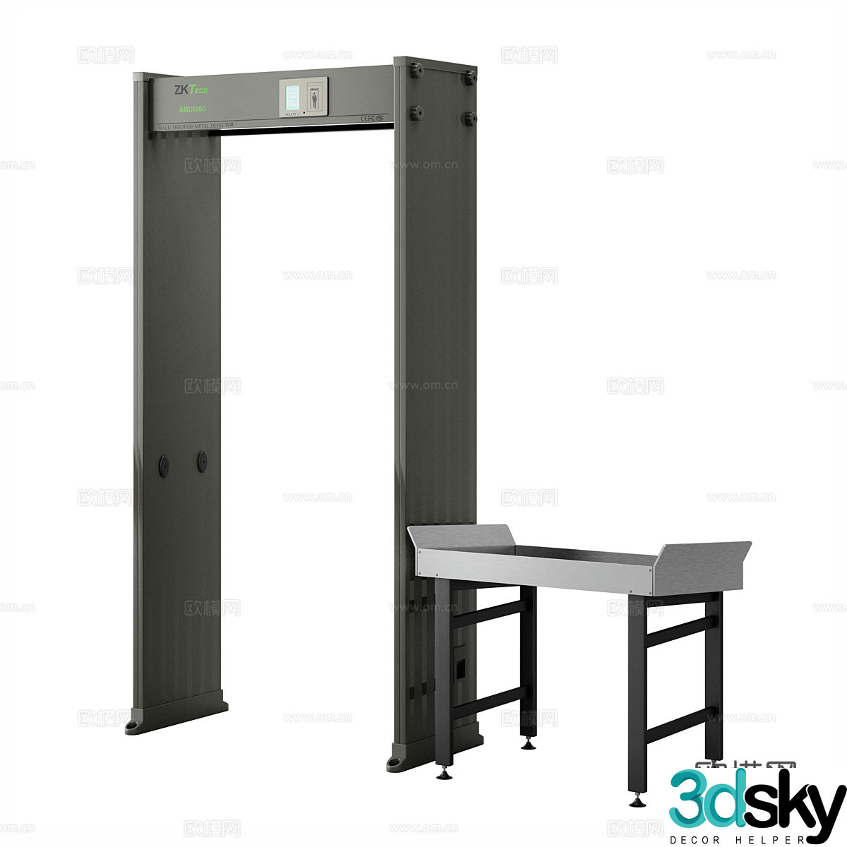 Modern walk-in metal detector security inspection 3d model
