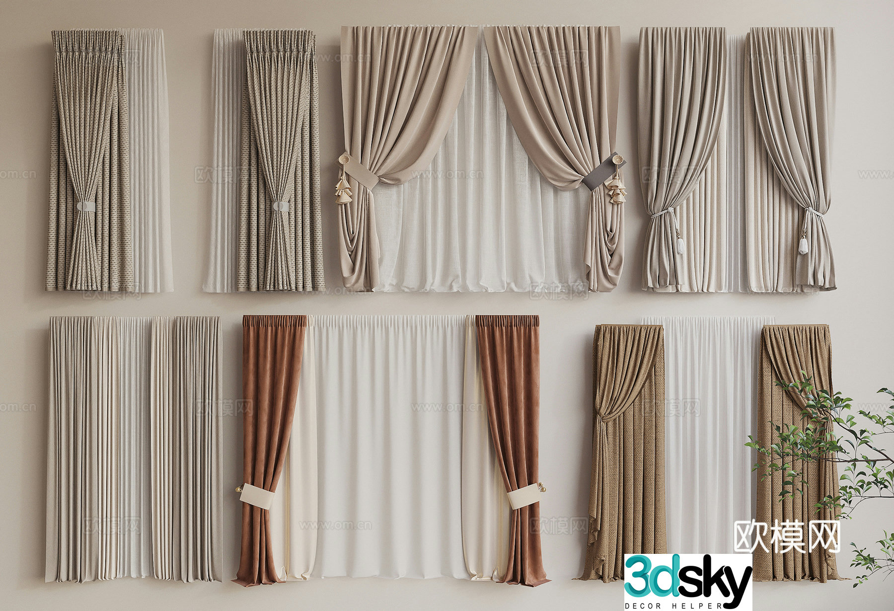 Modern curtain 3d model