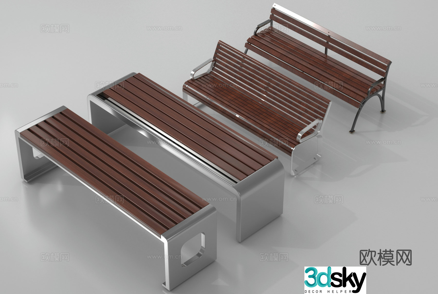 Public seat bench park chair landscape chair 3d model