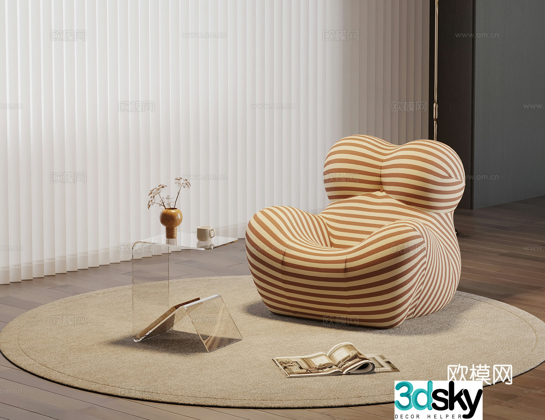 Leisure chair modern lazy sofa side 3d model
