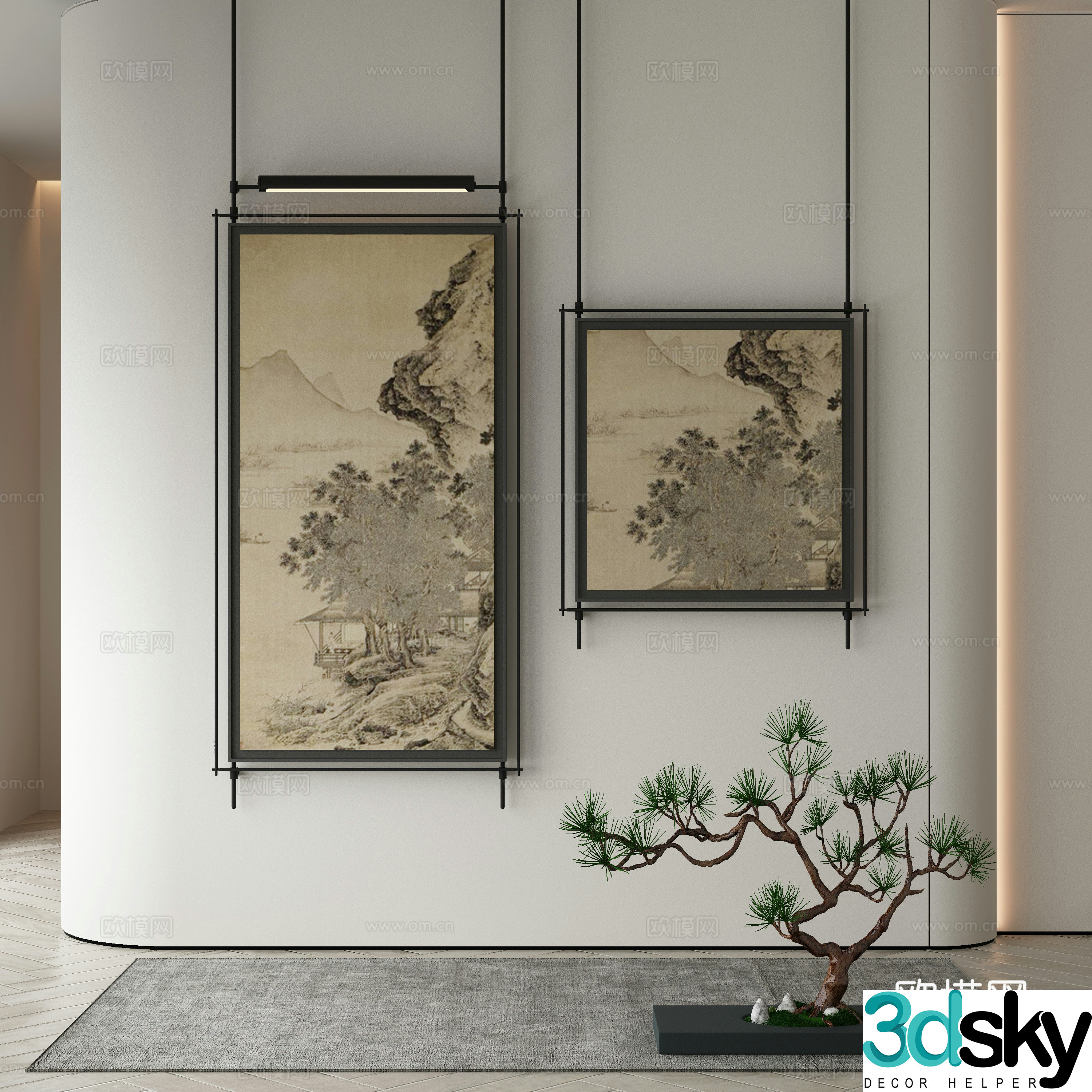 New Chinese style wasabi paintings oil paintings 3D model