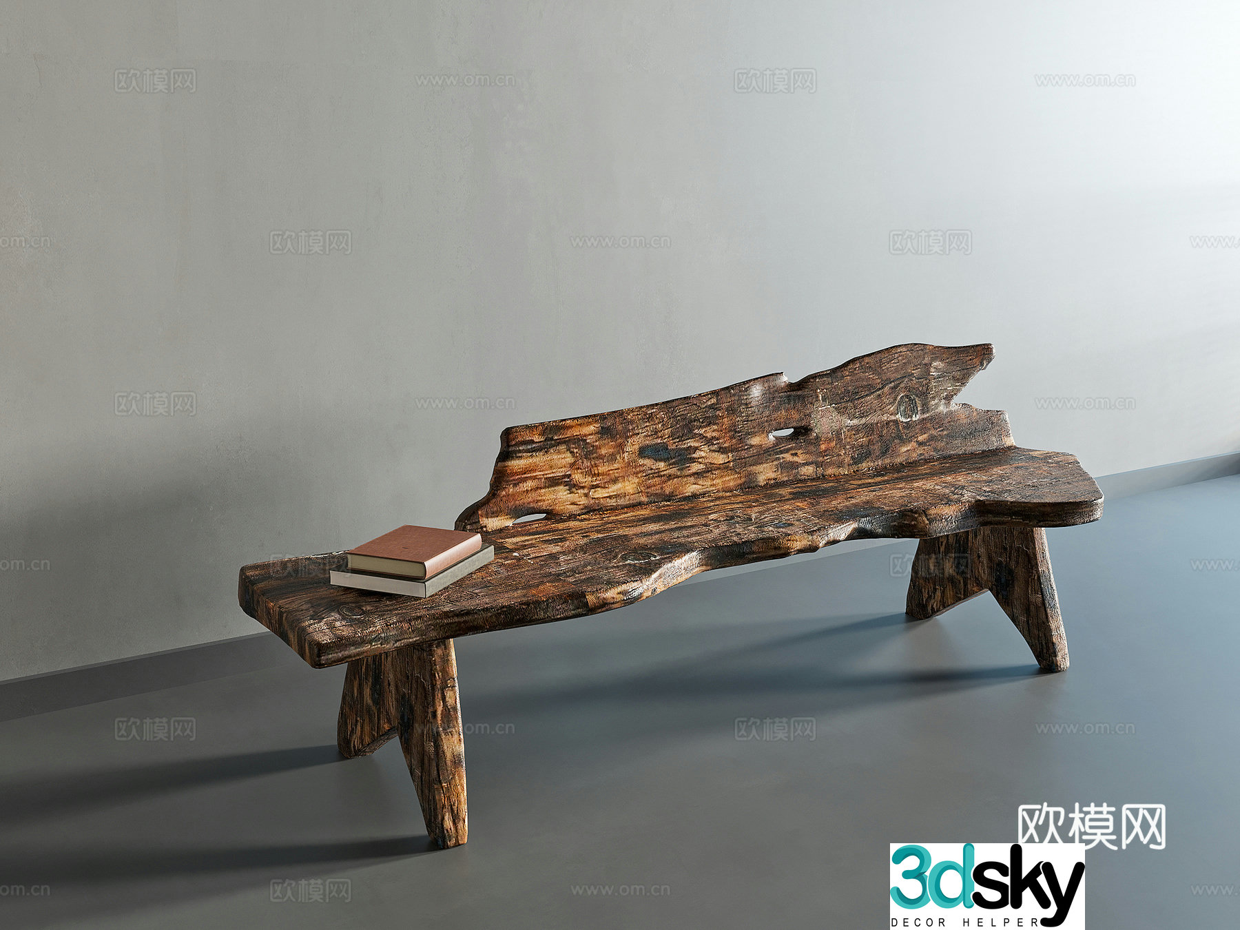 Wasabi old wooden bench 3d model
