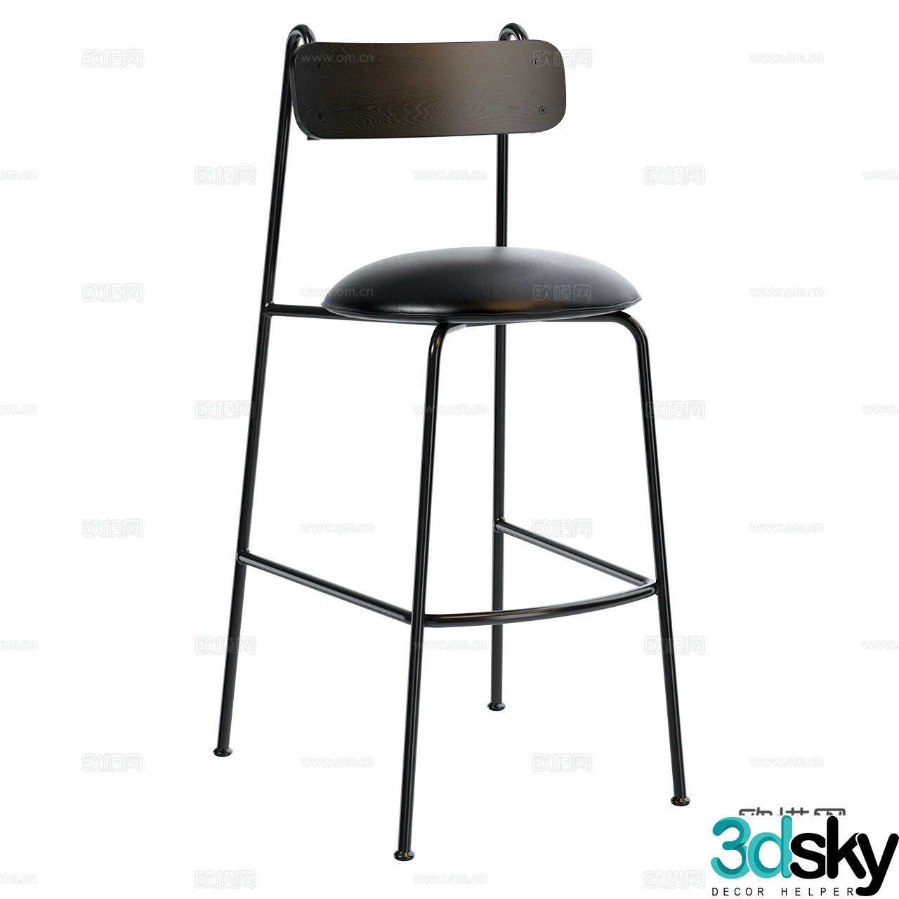 Lena Nordic bar chair Minimalist bar chair Modern bar chair Leather bar chair Metal bar chair 3d model