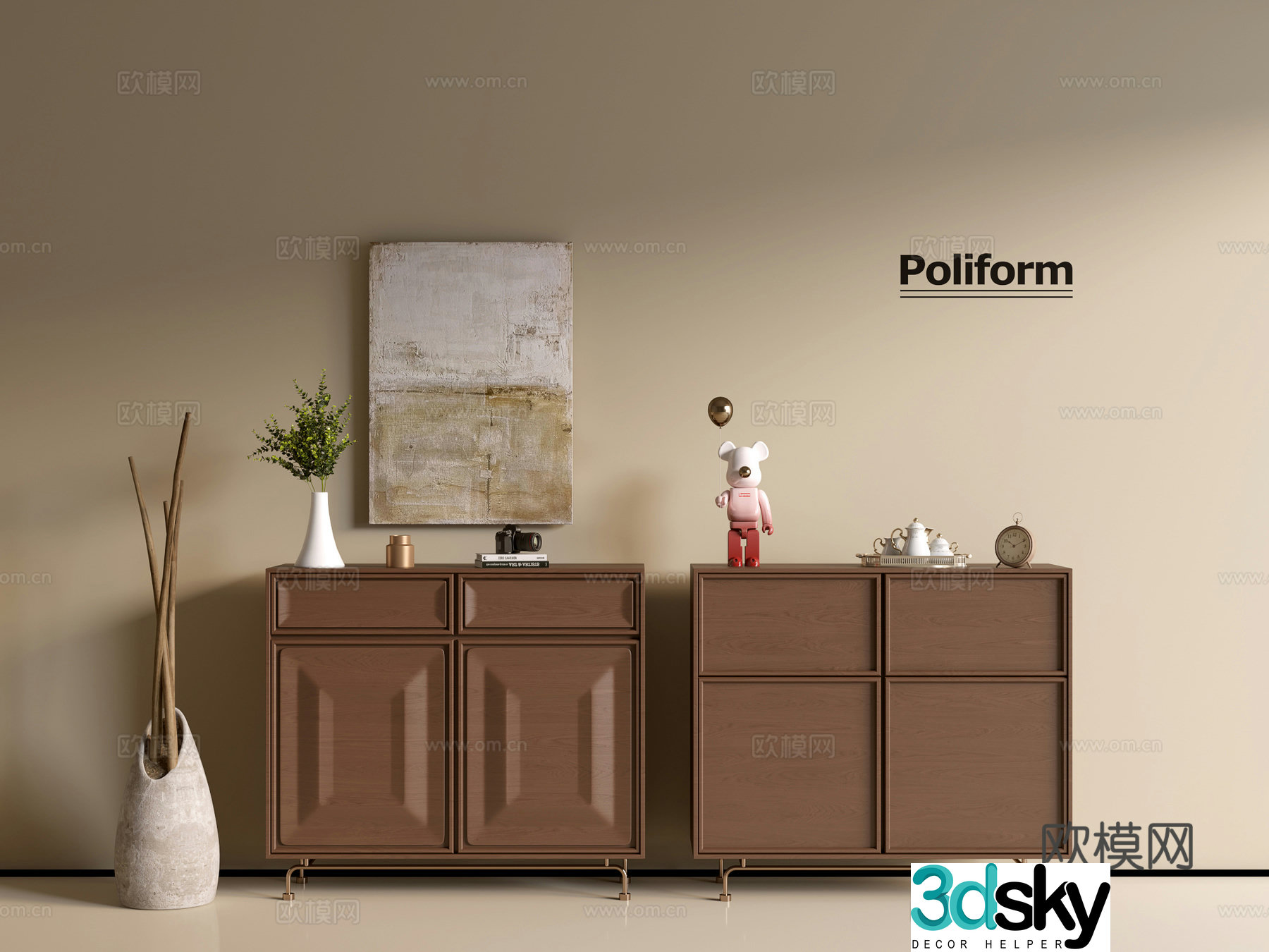 Modern wood grain cabinet ins wind minimalist wind cabinet whole cabinet sideboard balcony cabinet storage 3D model