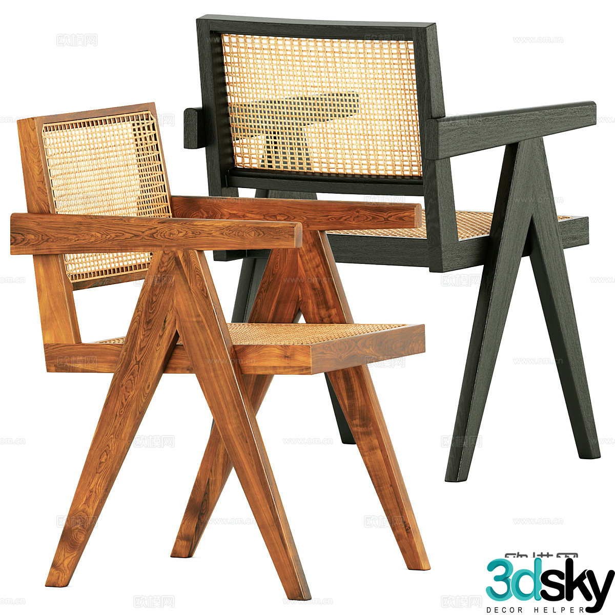New Chinese style wasabi rattan chair 3D model