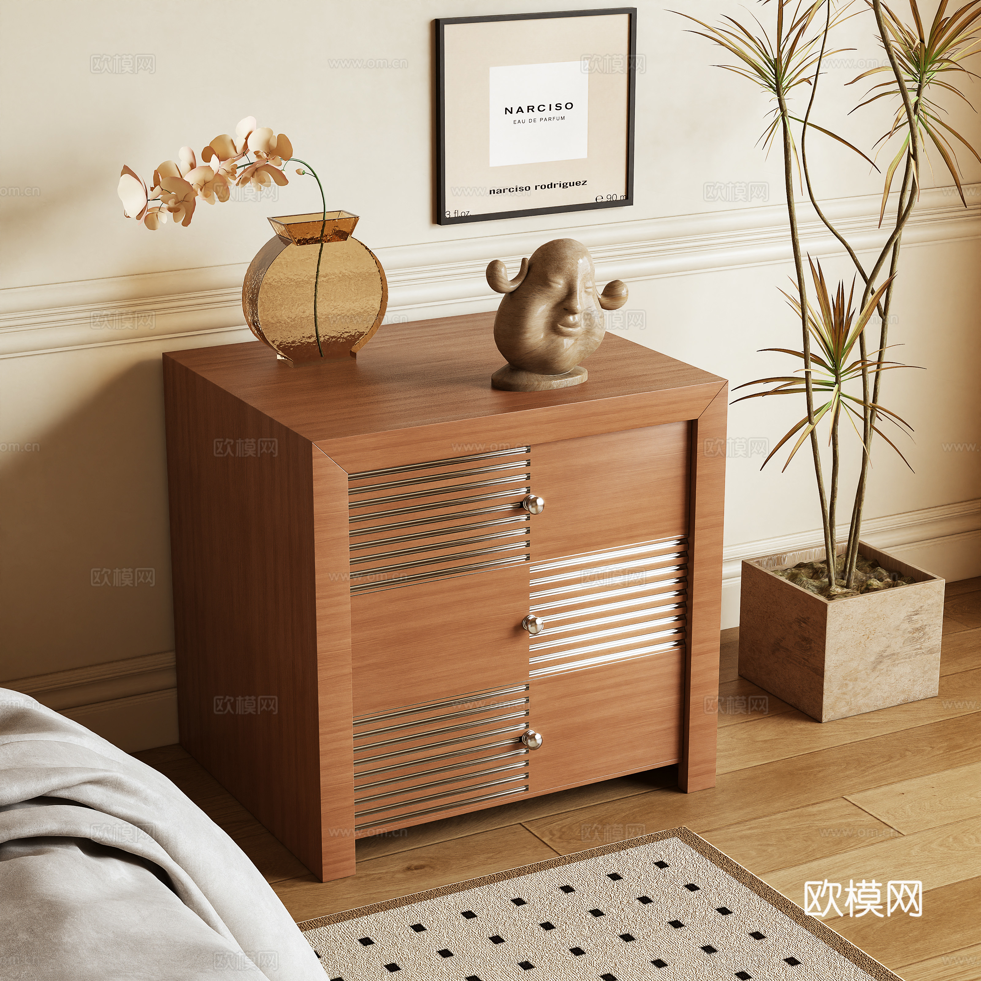 Log wind bedside table 3d model