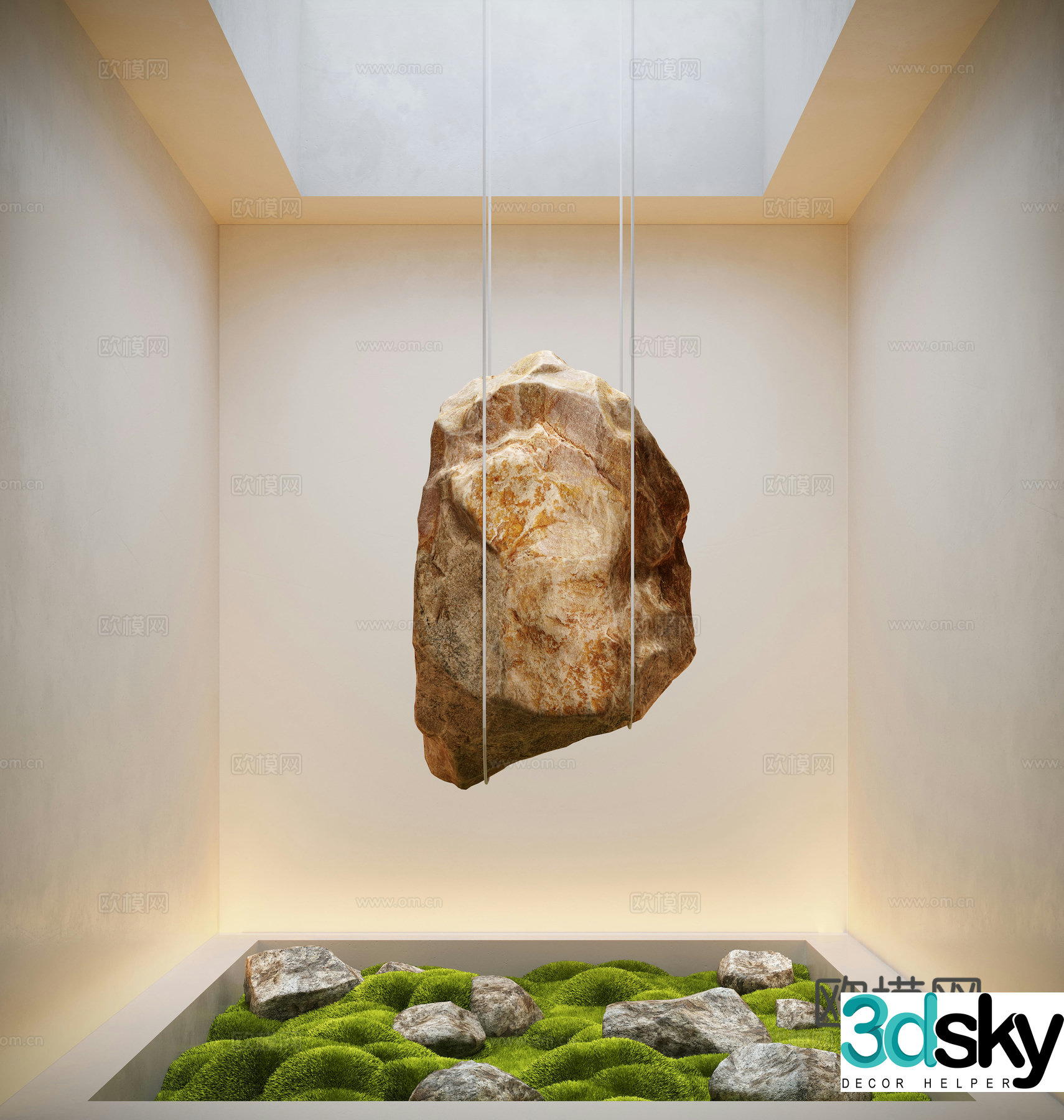 Modern interior landscape landscaping moss landscape landscape sketch landscape stone patio small landscape 3d model