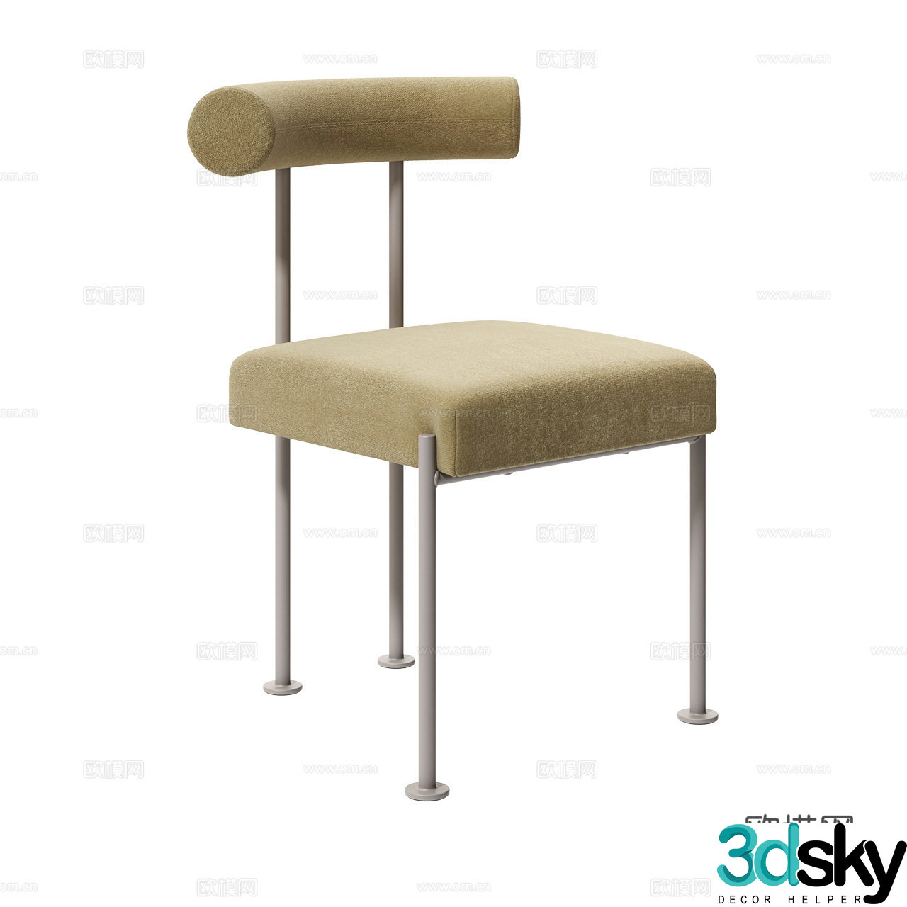 Midj Extremely Simple Chair Modern Single Chair Dining Chair Fabric Single Chair Cloth Chair Stainless Steel Chair 3D Model