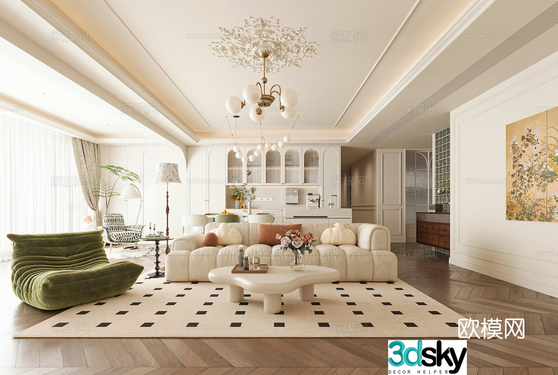 French living room 3d model