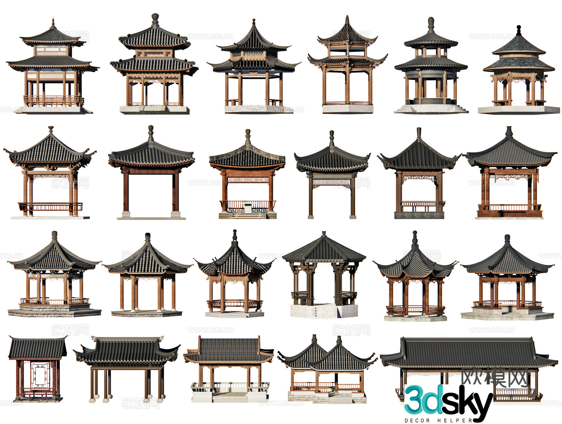 Chinese style pavilion ancient building pavilion water pavilion pavilion corridor pavilion 3D model