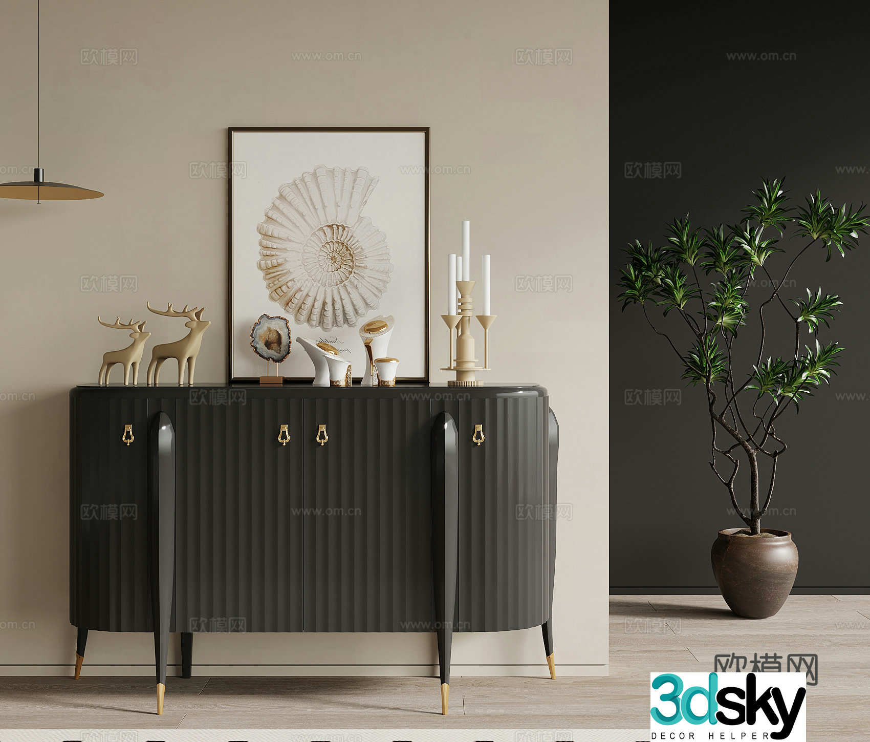 Entrance cabinet French retro style side cabinet end view cabinet 3D model