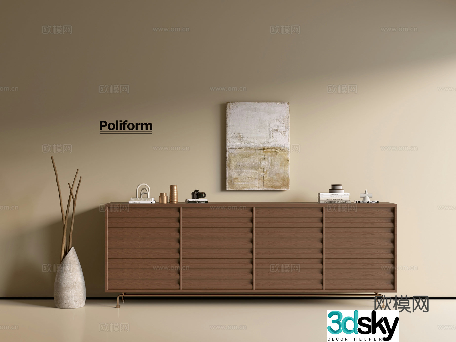 Modern wood grain cabinet ins wind minimalist wind cabinet whole cabinet sideboard balcony cabinet storage 3D model