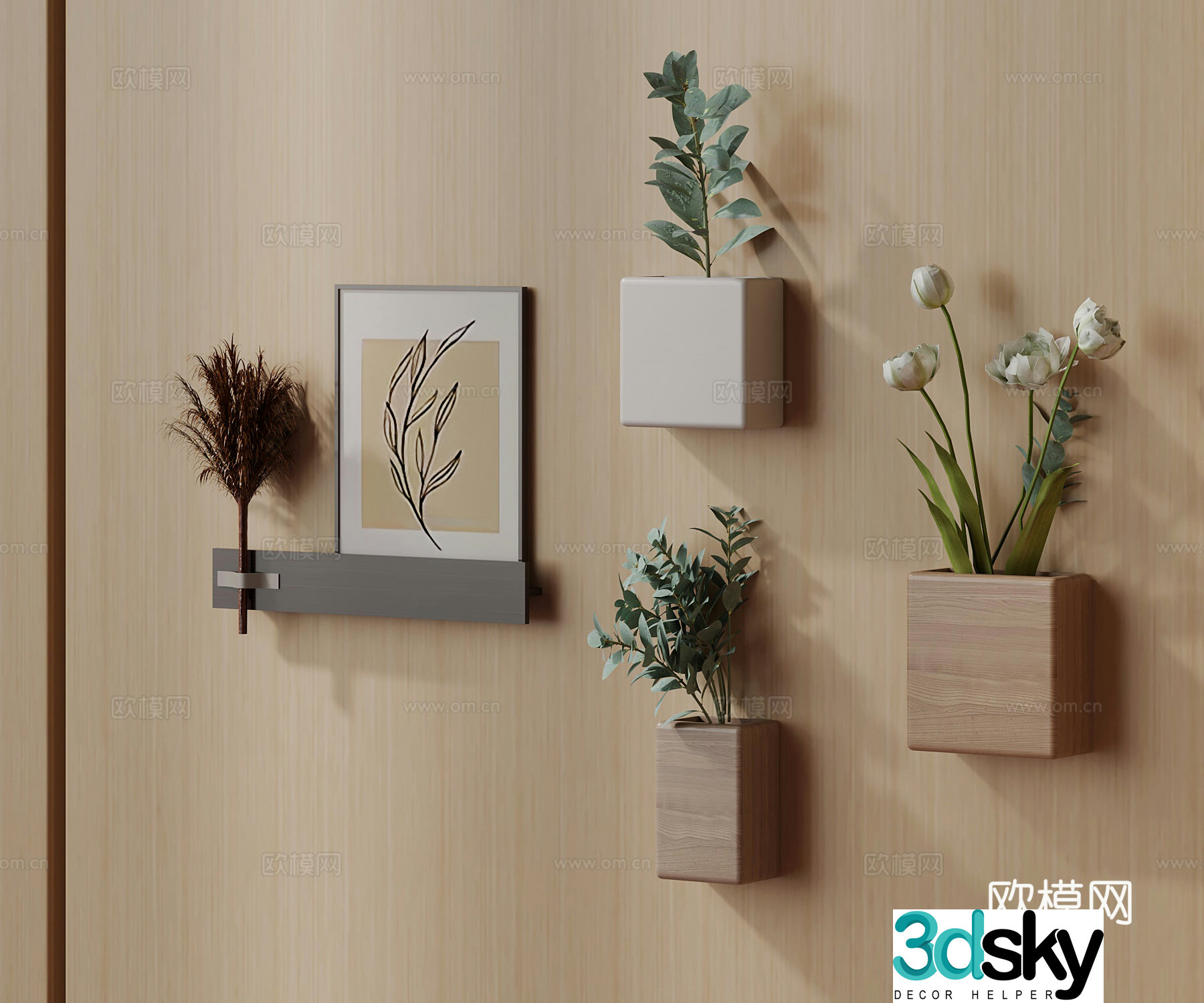 Modern pendant plant wall decoration 3d model