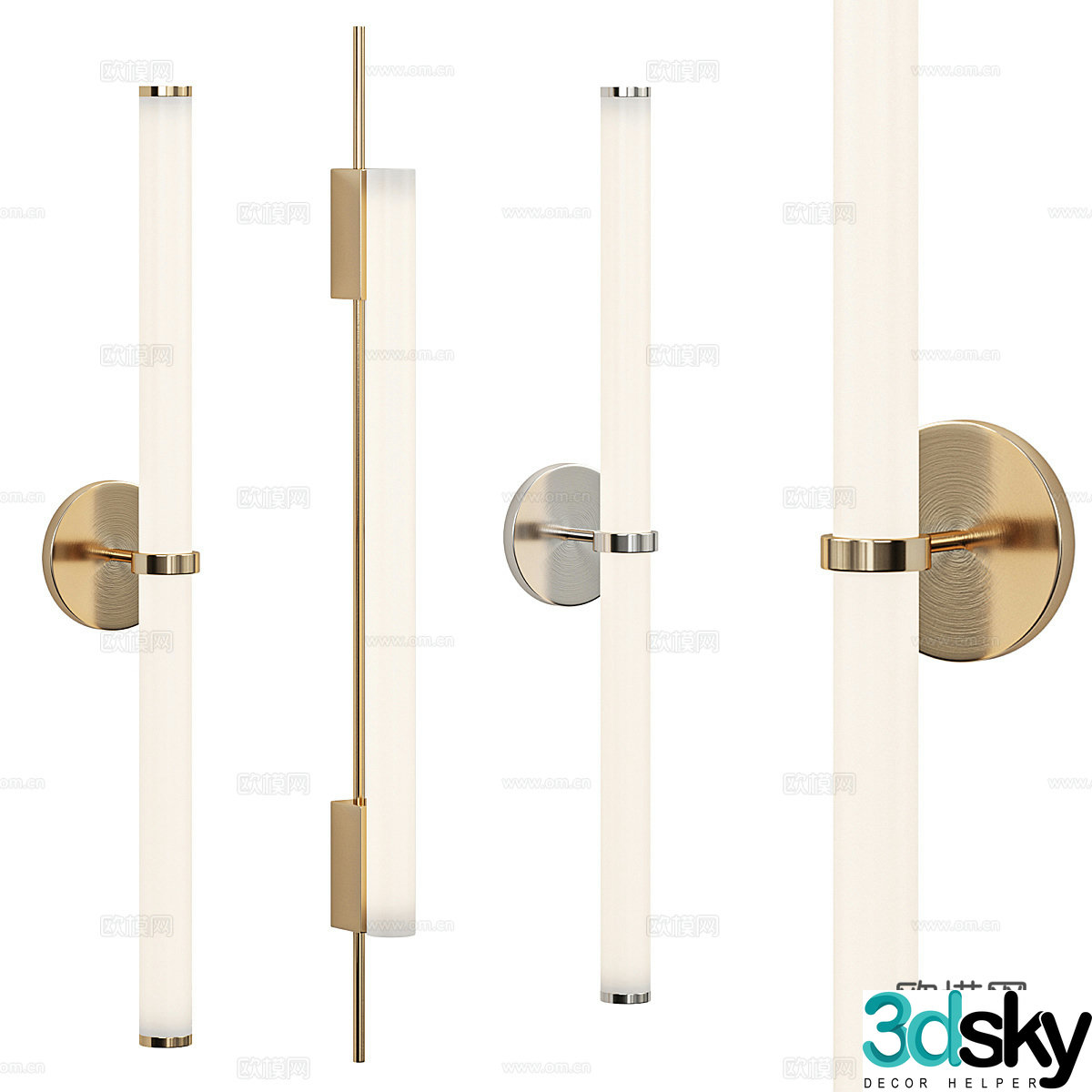 Modern light luxury metal glass decorative wall light 3d model