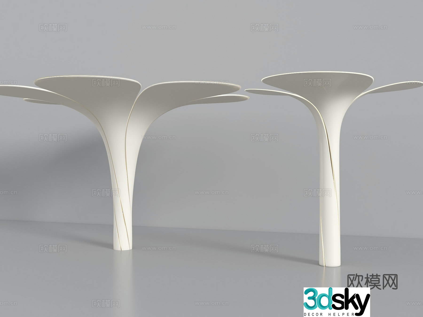 Interior decoration pillars special shape creative pillars petal pillars spiral pillars corrugated pillars creative 3D model