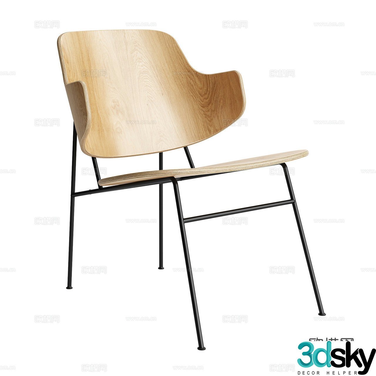 Menu Nordic single chair Log single chair Dining chair Armchair Wooden chair 3d model