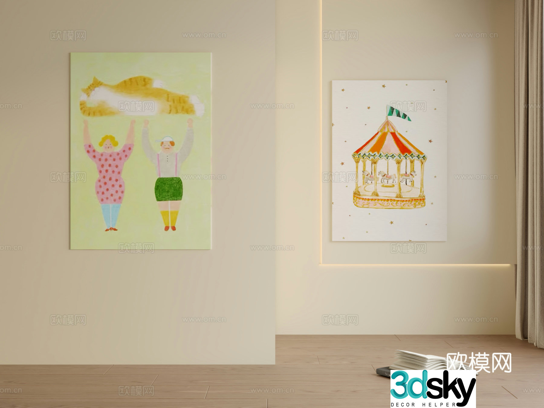 Modern children’s room hanging painting 3d model