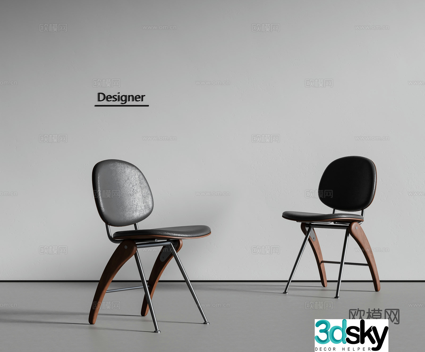Medium style dining chair single chair 3d model