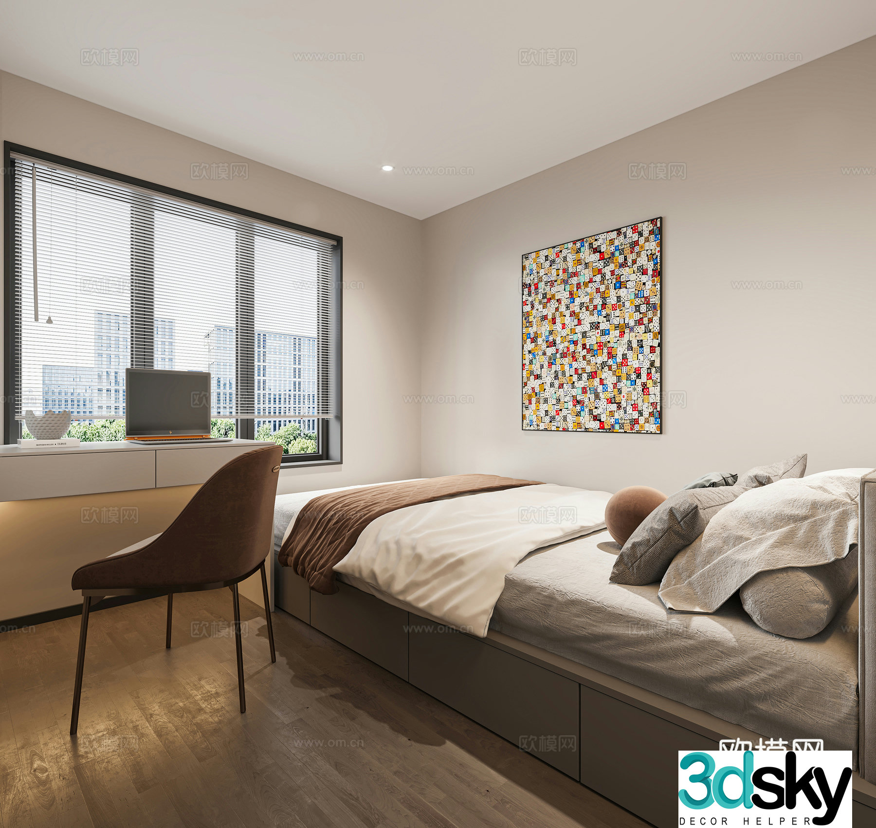 Modern tatami bedroom 3d model