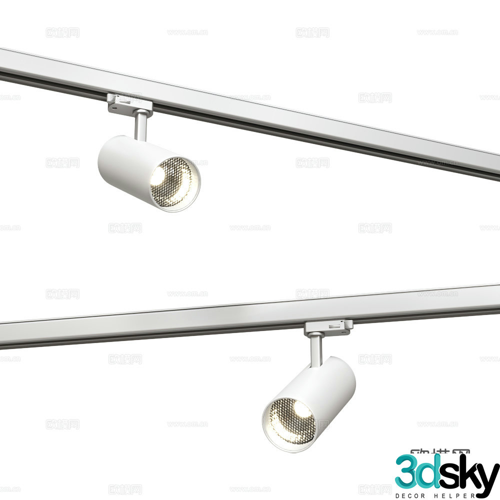 Modern minimalist magnetic track spotlight 3D model