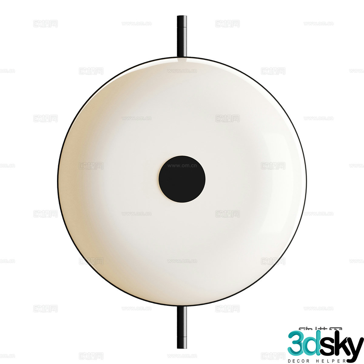 New Chinese style light luxury disc glass decorative wall light 3D model
