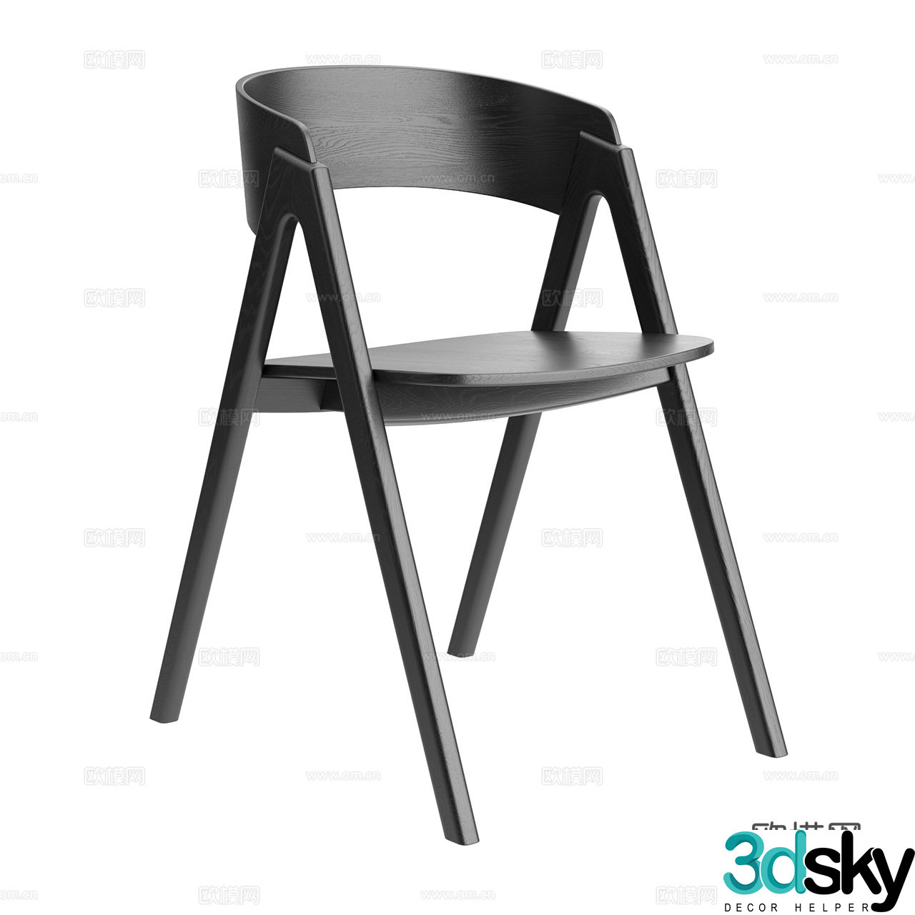 Nurus Very Simple Chair Nordic Single Chair Dining Chair Armchair Wooden Chair Tea Chair 3D Model