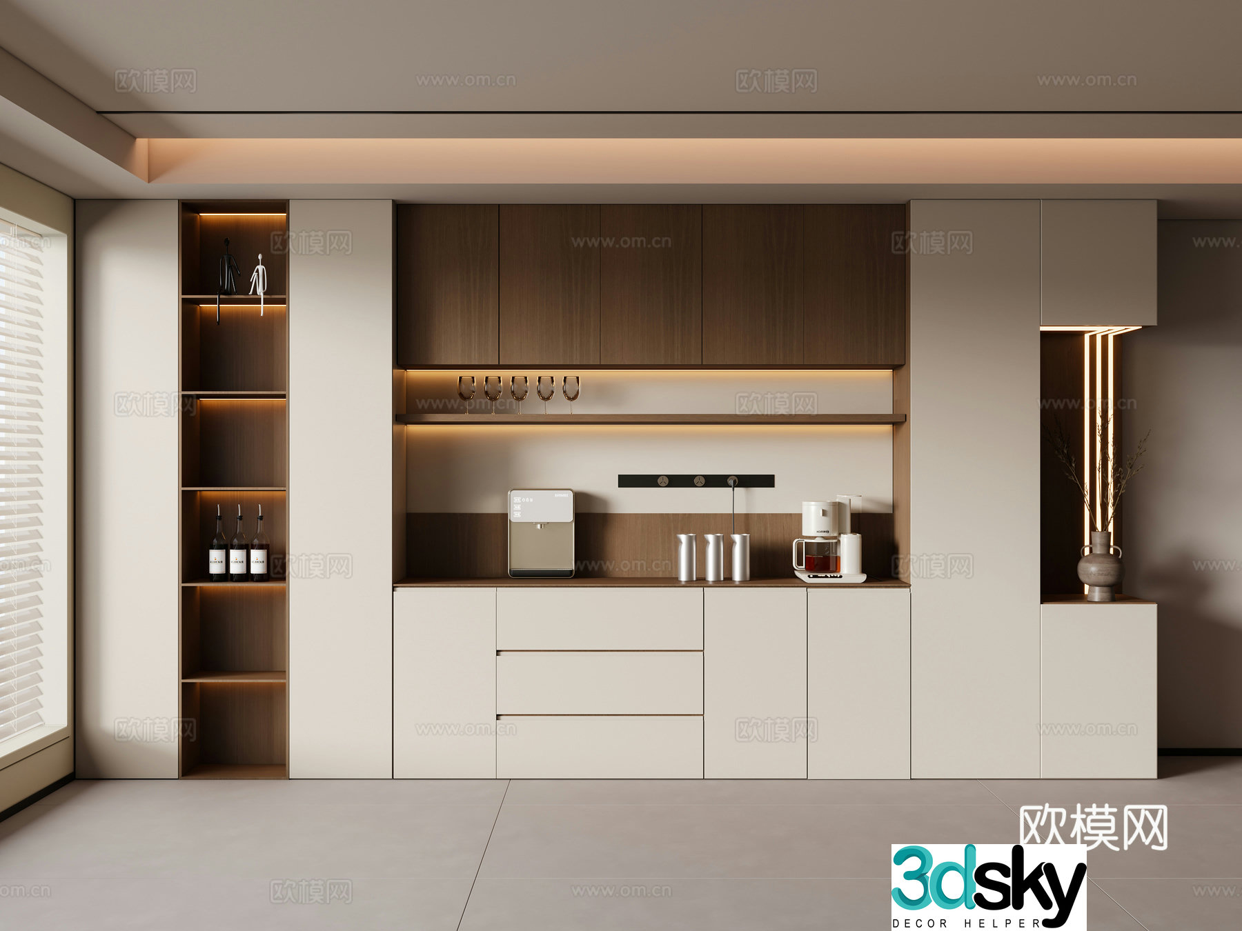 Modern medieval sideboard wine cabinet 3d model