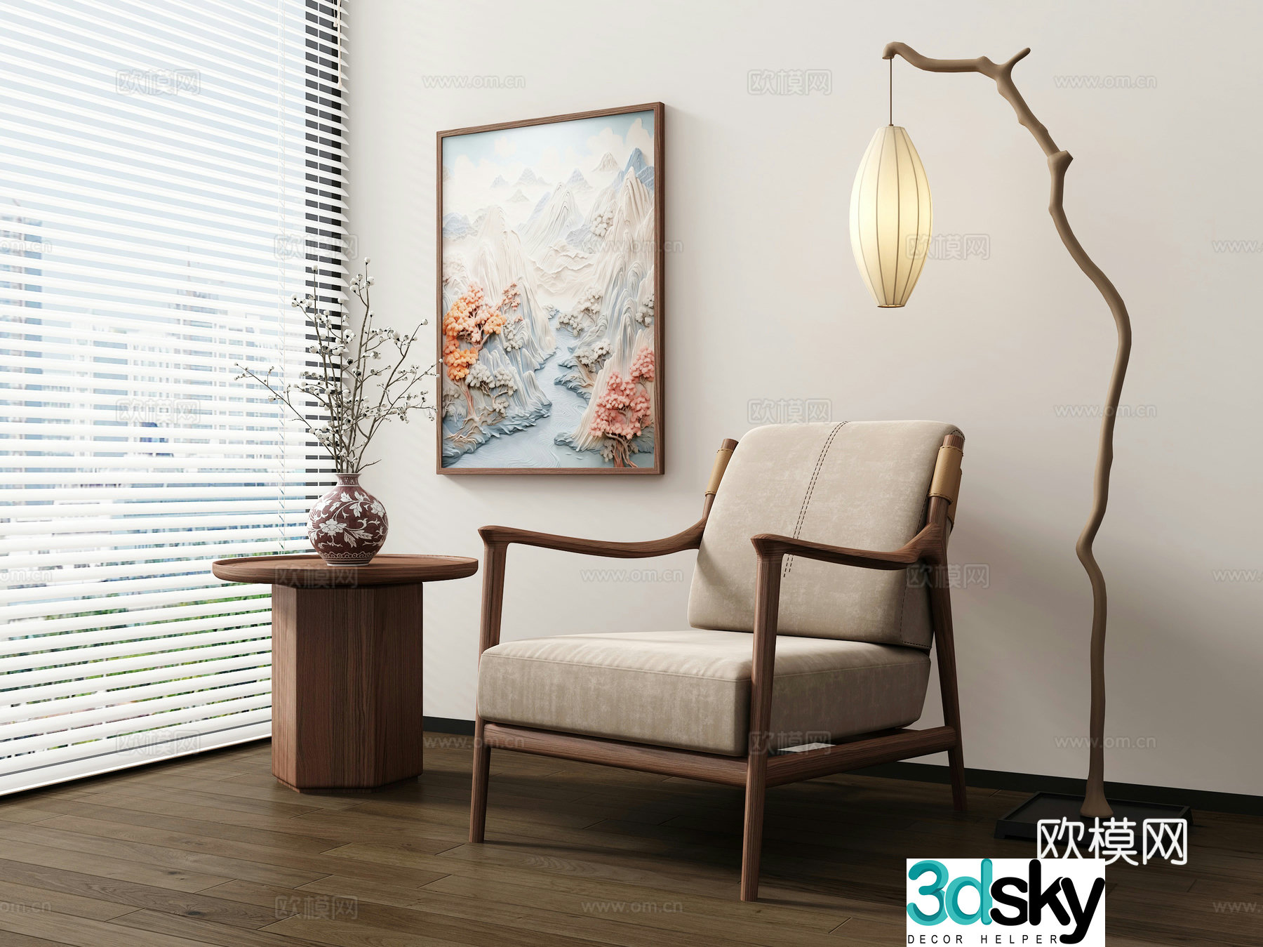 New Chinese casual chair 3D model
