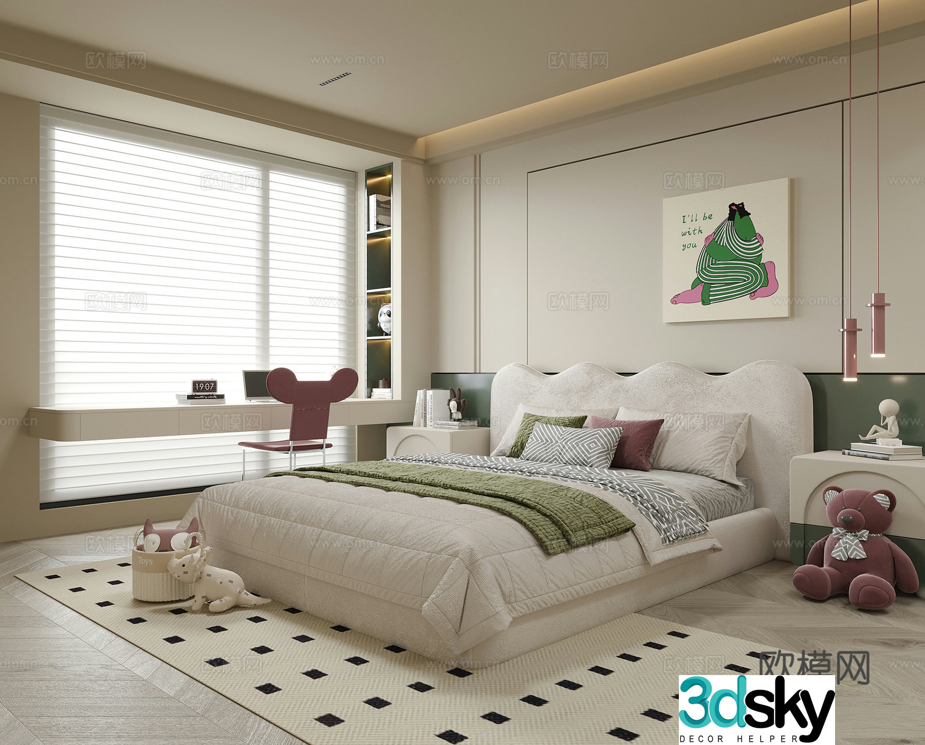 Modern children’s room universal children’s room girls’ room boy’s room children’s desk and chair 3d model