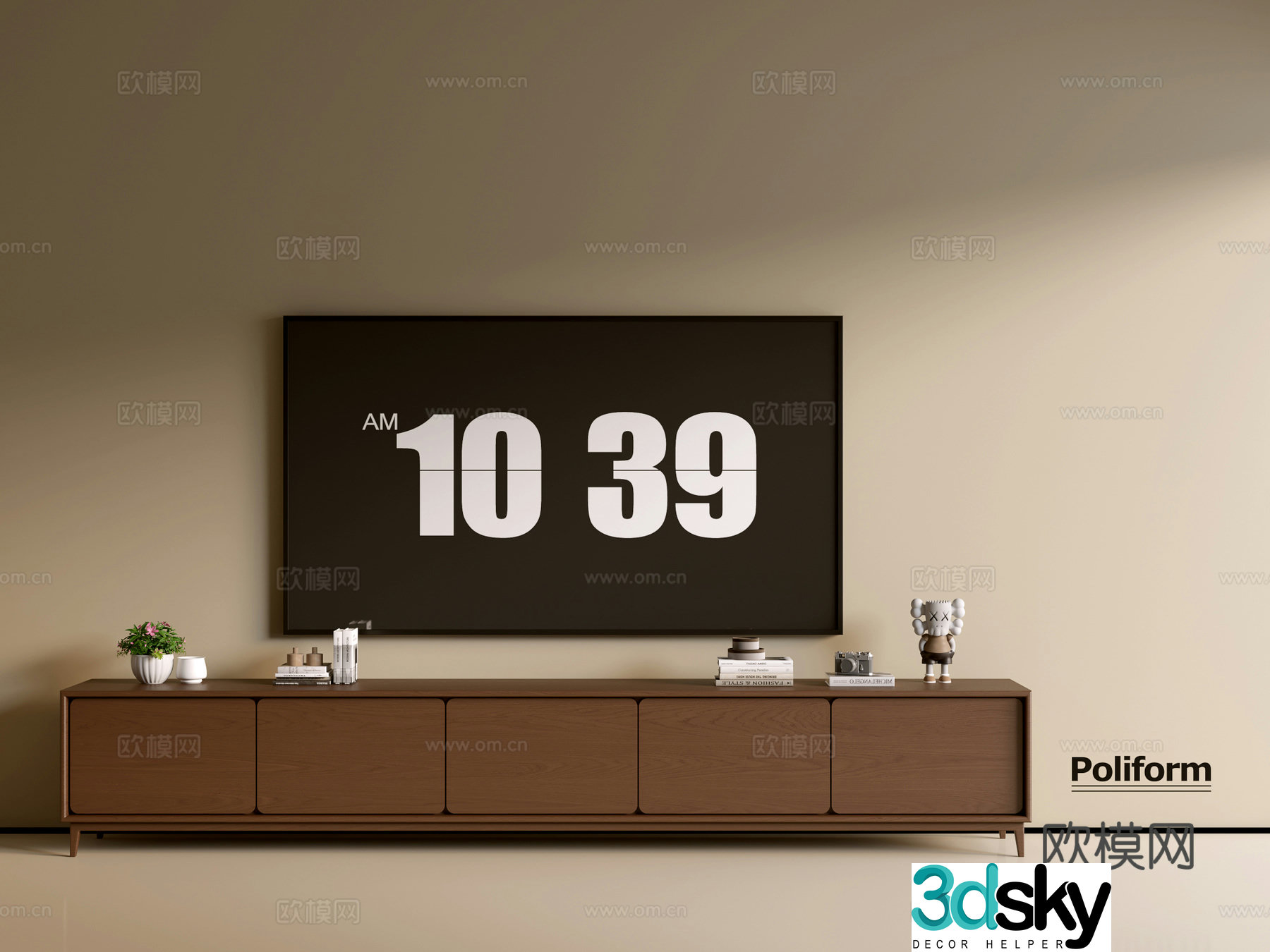 Modern wood grain TV cabinet simple side cabinet chest of drawers low cabinet whole cabinet side cabinet balcony 3D model