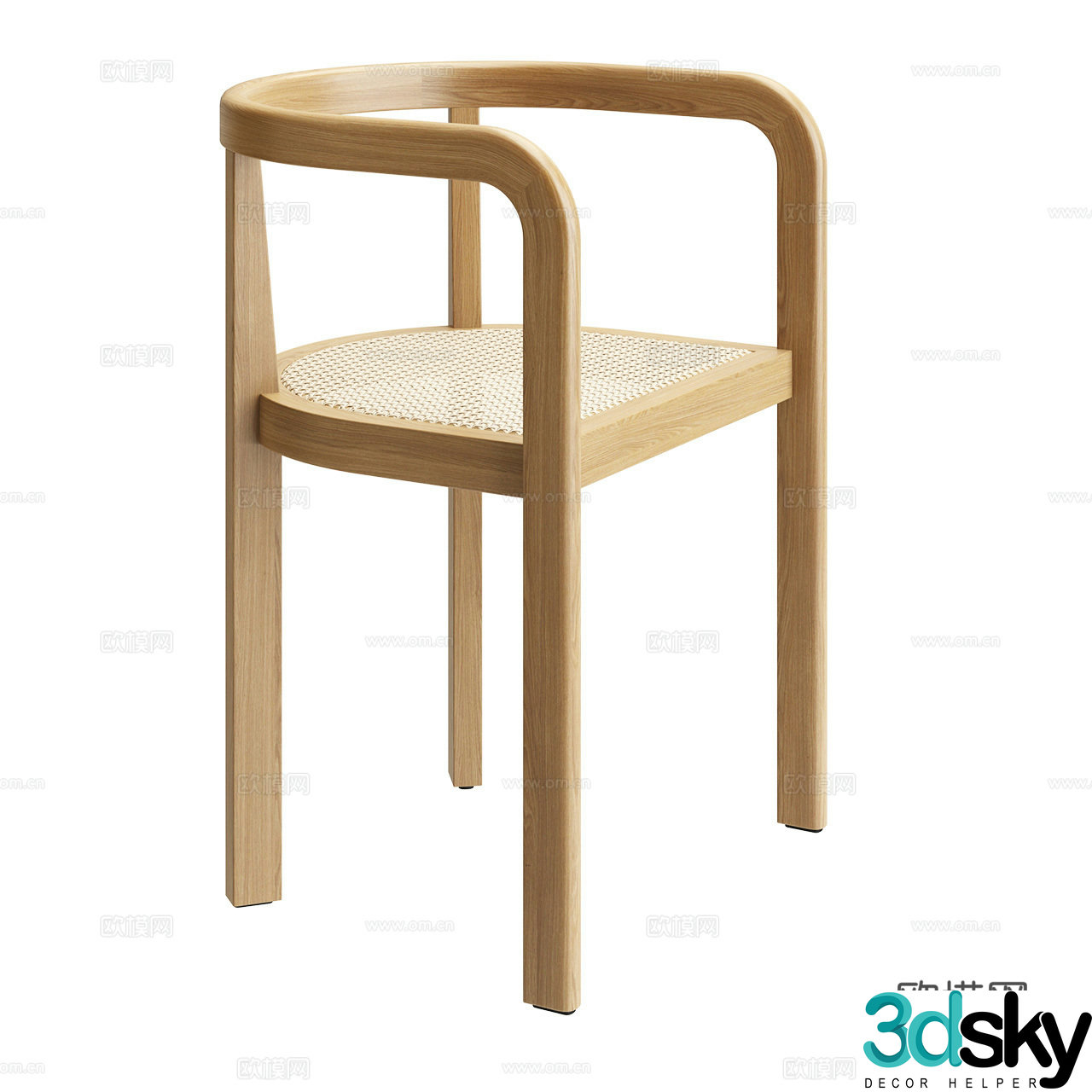 e15 new Chinese style single chair Nordic single chair dining chair wooden chair armchair rattan chair 3d model