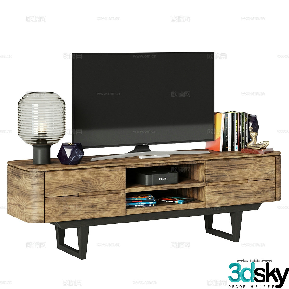 Log wind TV cabinet 3d model