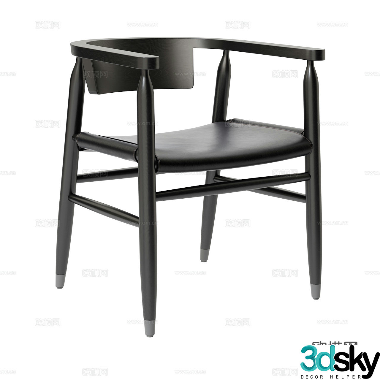 Flexform Medium style single chair Dining chair Armchair Leather chair Wooden chair 3d model